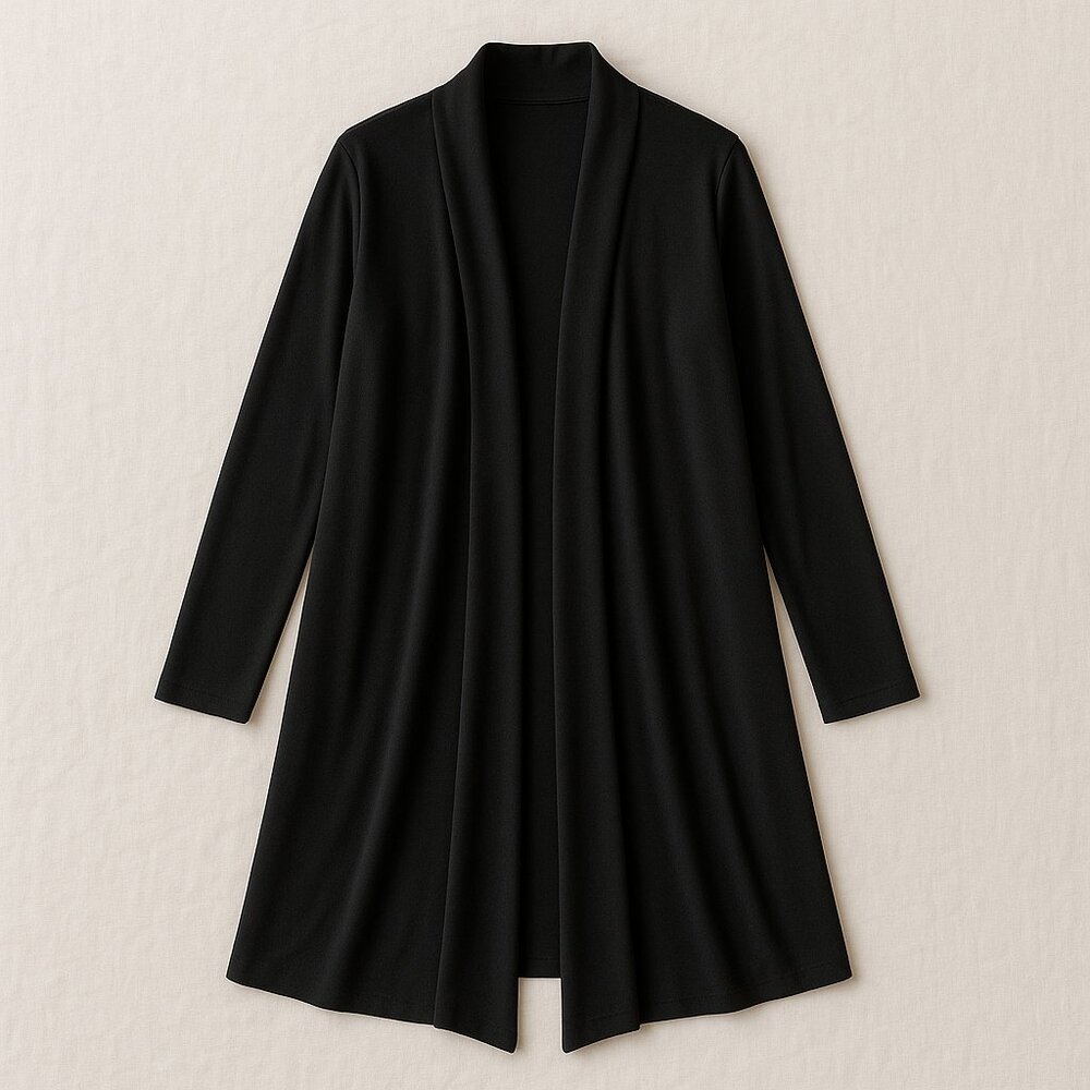 🖤 Elegant Black Soft-Drape Open Front Jacket — F… - image 4